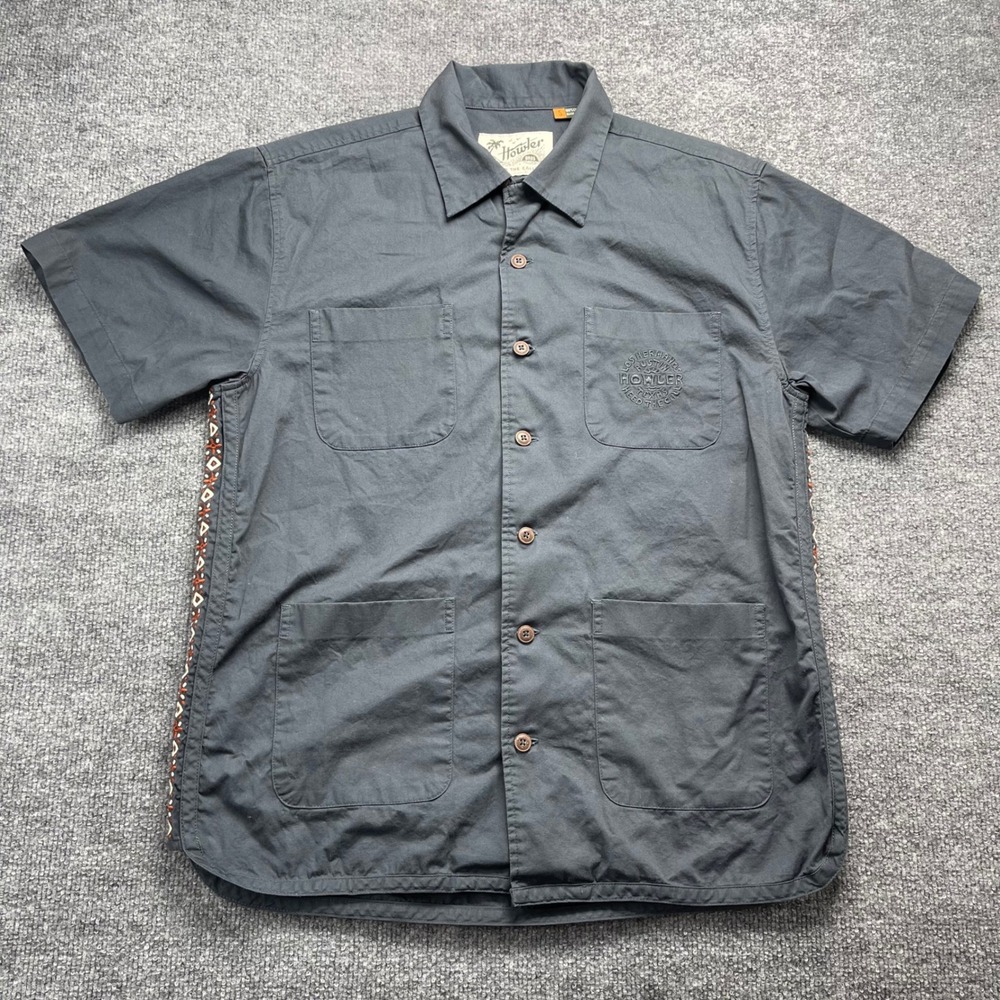 Howler Brothers Mens Gray Saladita Scout Guayabera Style 4-Pocket Shirt Small